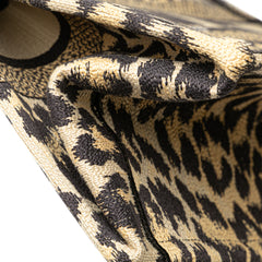 Mizza Medium Embroidered Canvas Leopard Book Tote