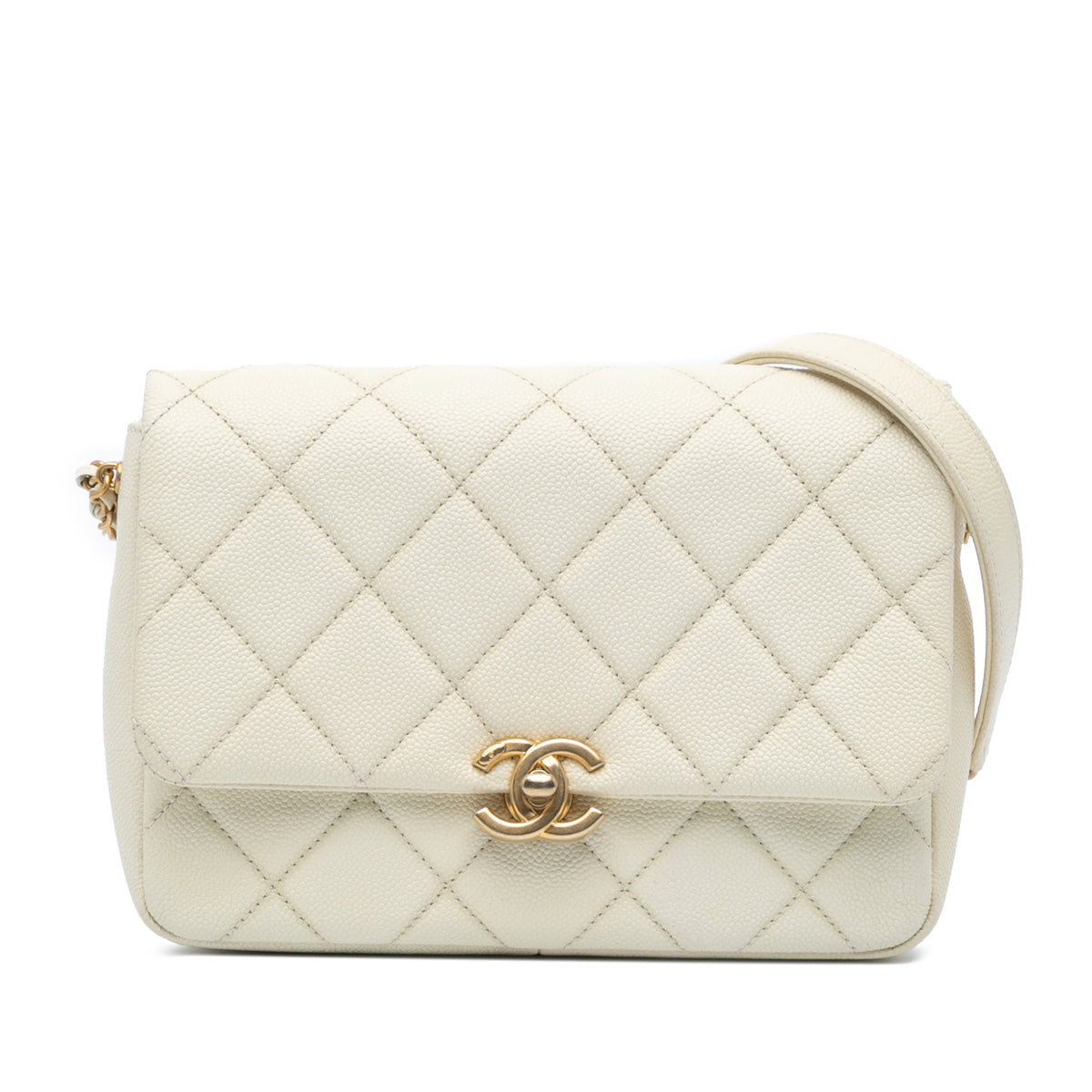 Small Quilted Caviar Chain Melody Flap