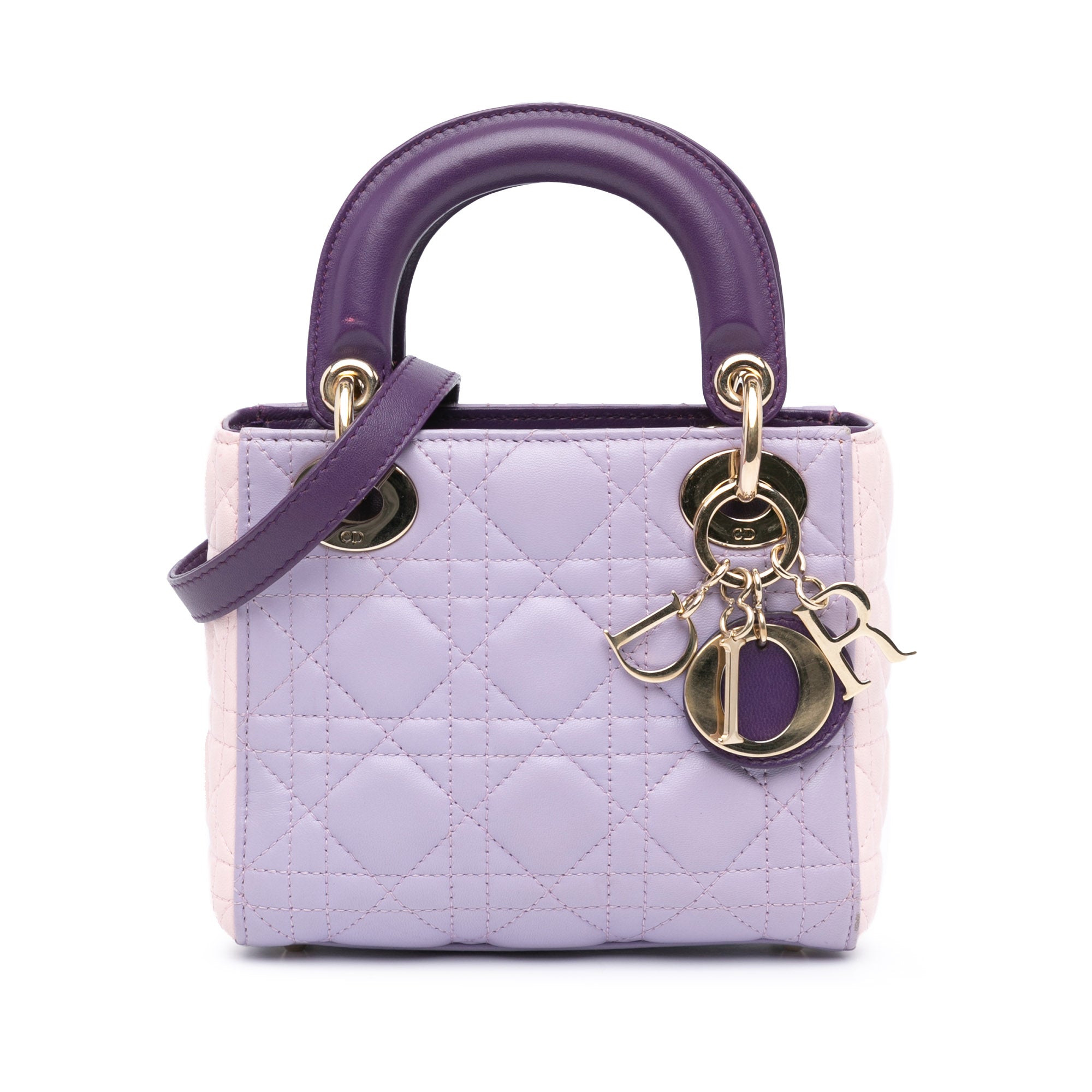 Mini Tricolor Lambskin Cannage Lady Dior