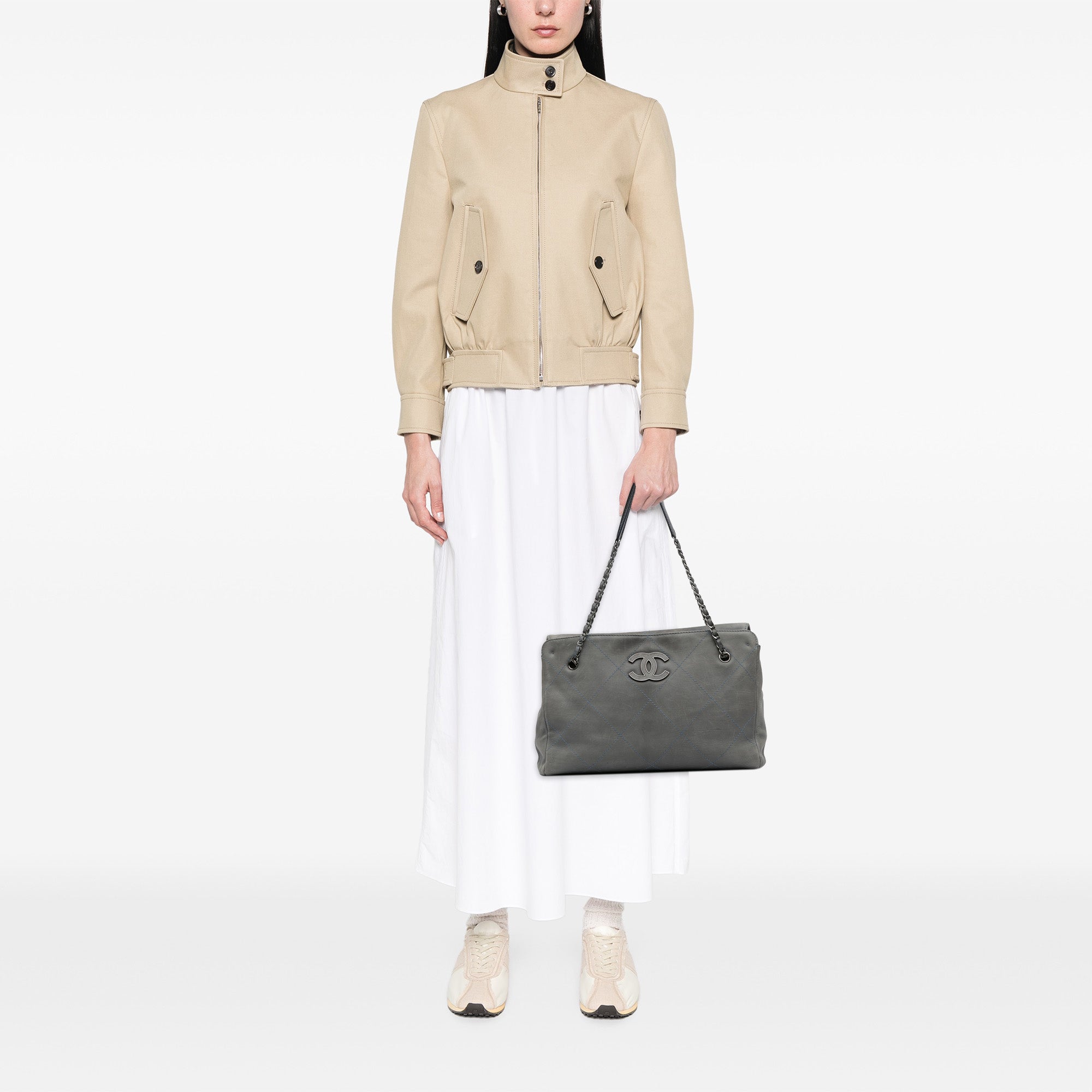 Large Calfskin Ultra Stitch Hamptons Enamel CC Tote
