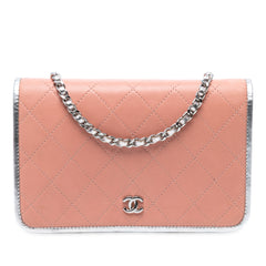 CC Quilted Bicolor Lambskin Wallet On Chain