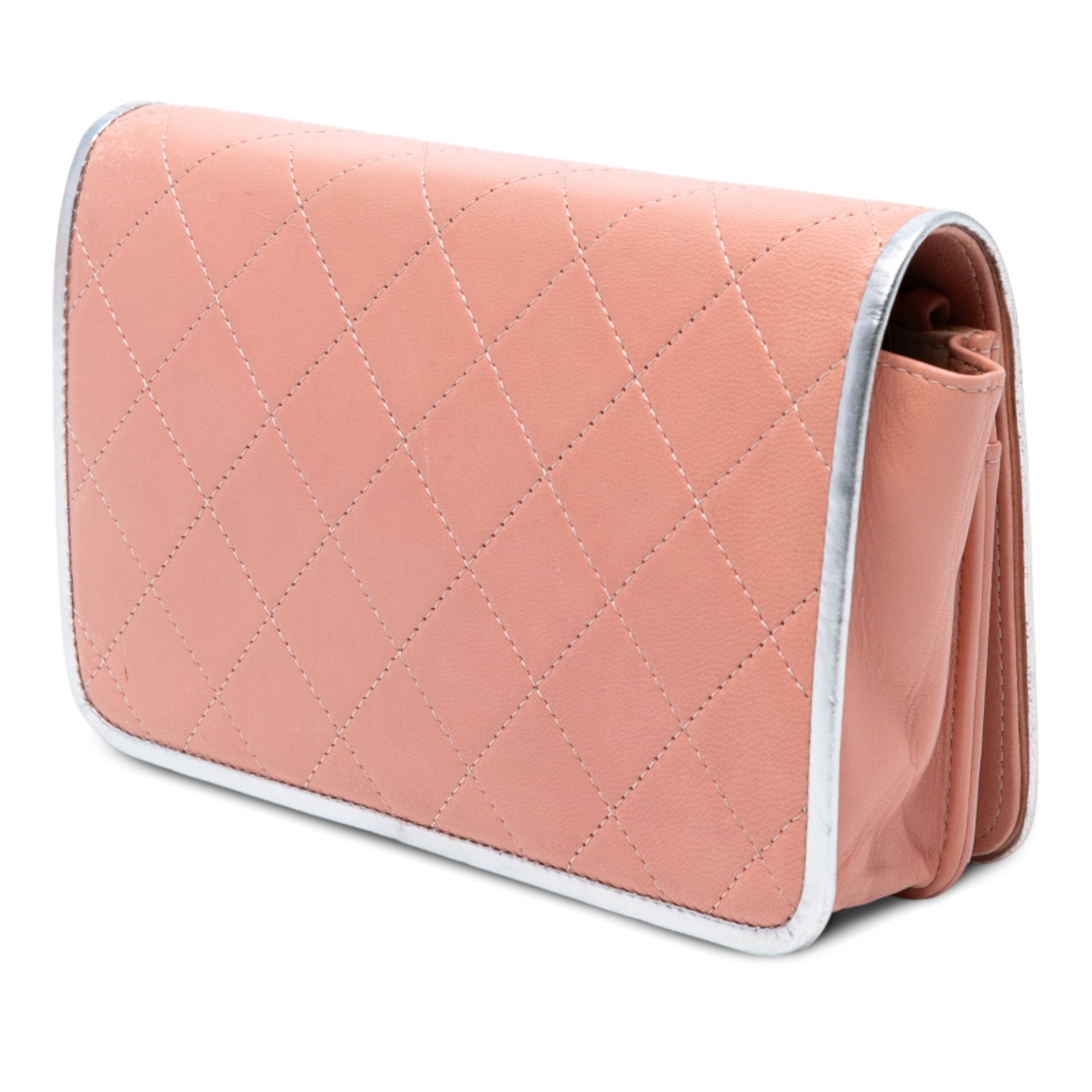 CC Quilted Bicolor Lambskin Wallet On Chain