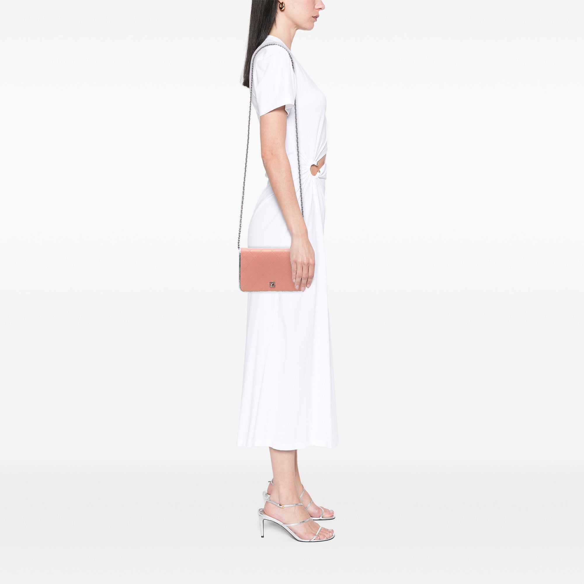 CC Quilted Bicolor Lambskin Wallet On Chain