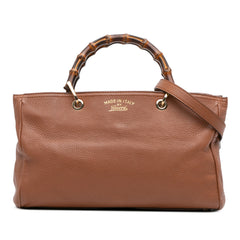 Medium Calfskin Bamboo Shopper Satchel