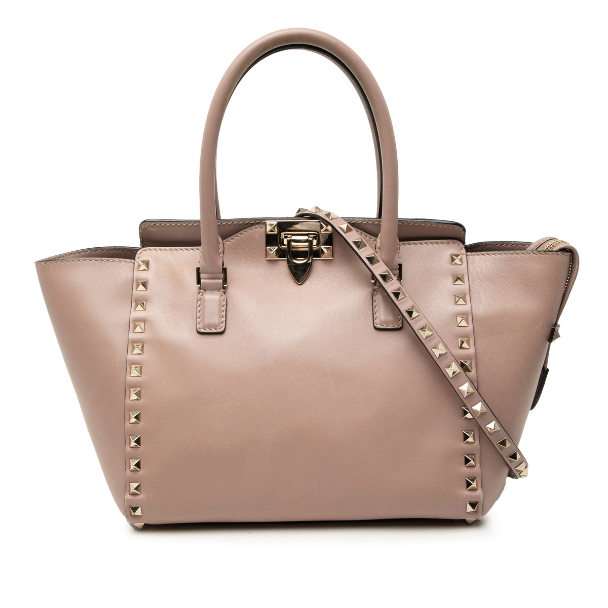 Small Leather Rockstud Trapeze Satchel