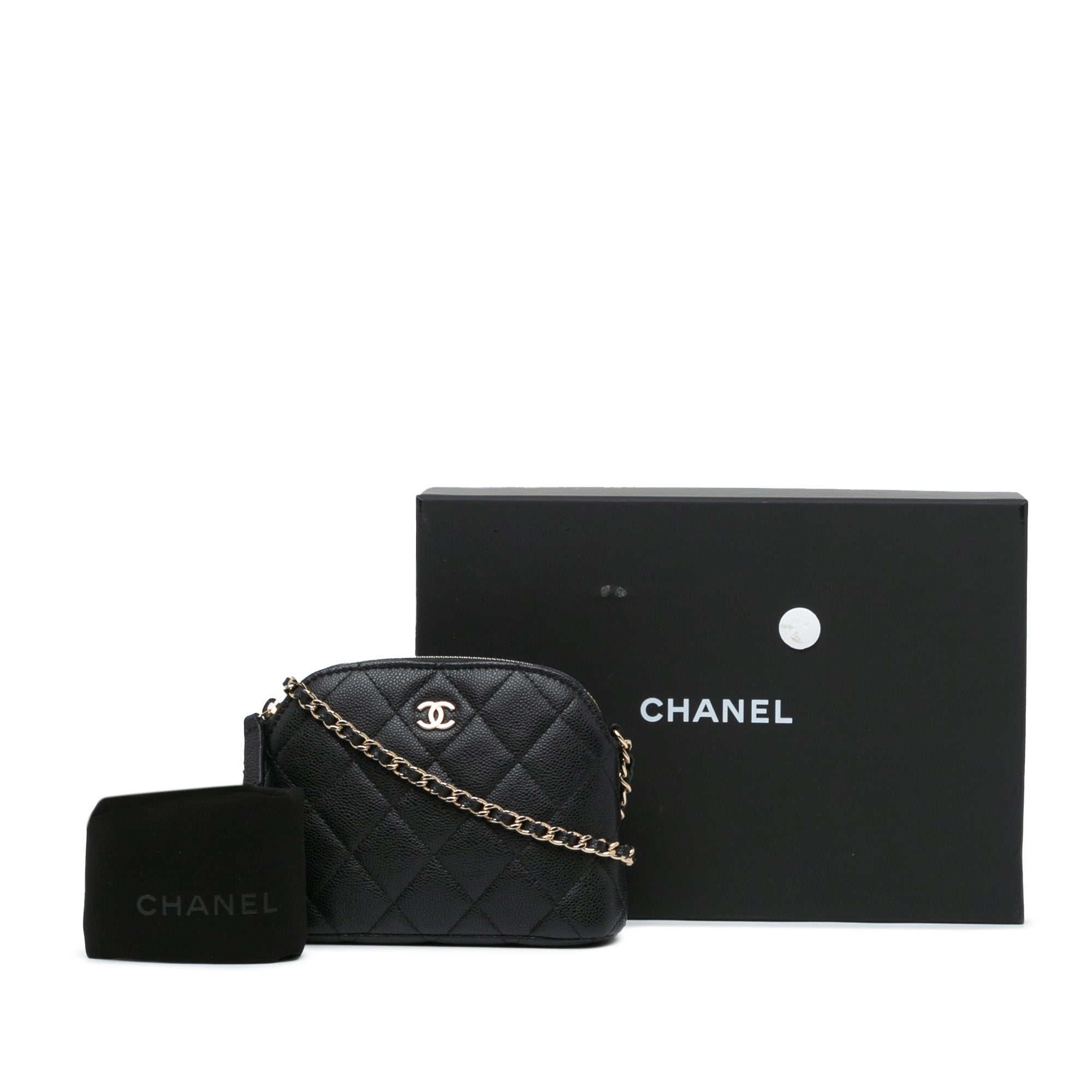 CC Quilted Caviar Clutch On Chain