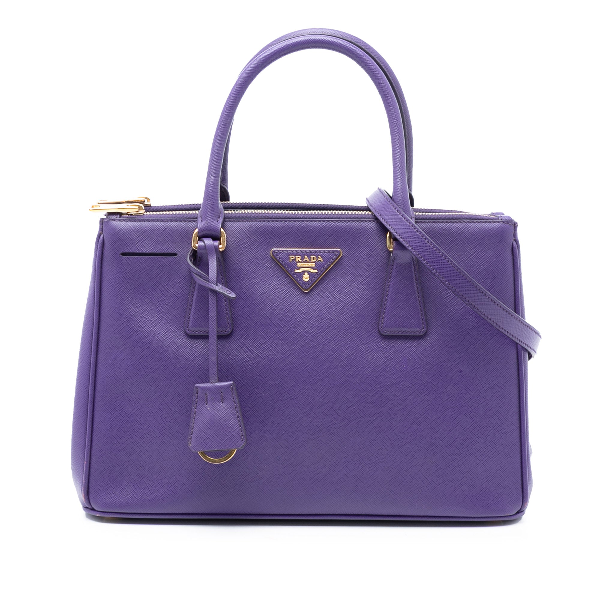 Small Saffiano Lux Galleria Double Zip Satchel