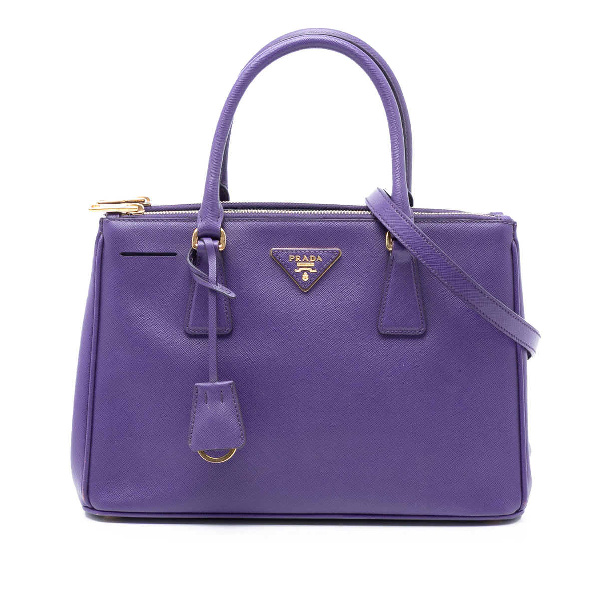 Small Saffiano Lux Galleria Double Zip Satchel