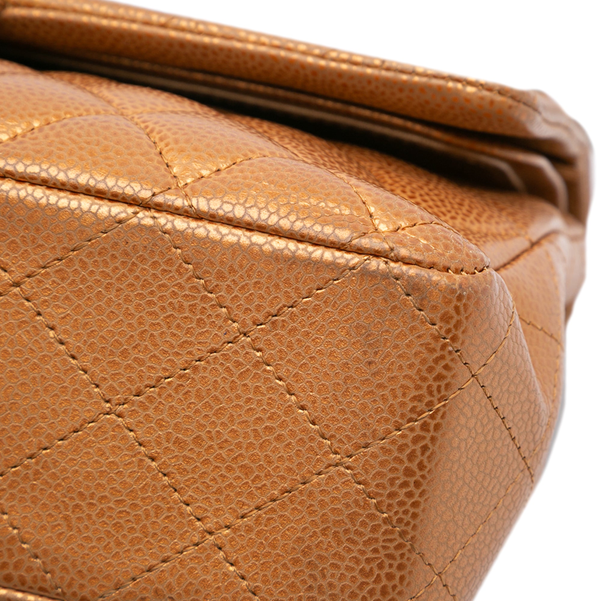 Medium Classic Metallic Caviar Double Flap