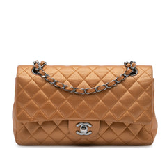 Medium Classic Metallic Caviar Double Flap