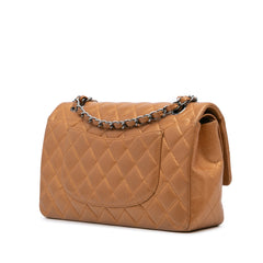 Medium Classic Metallic Caviar Double Flap