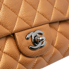 Medium Classic Metallic Caviar Double Flap
