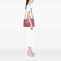 Medium Leather and House Check Banner Satchel