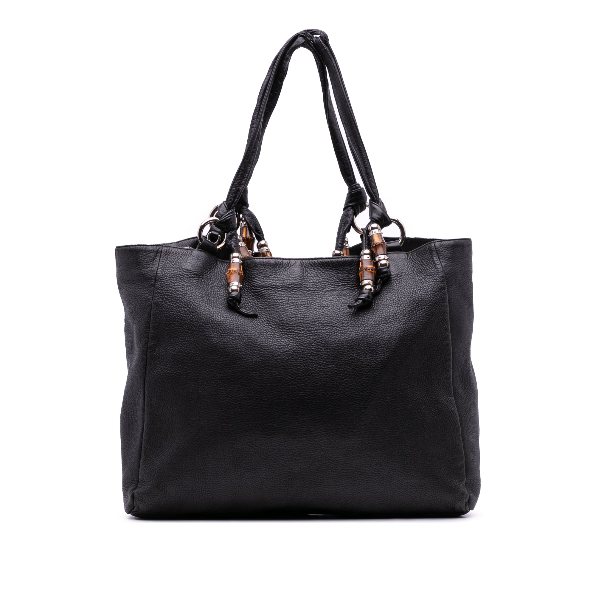 Large Pebbled Calfskin Bamboo Jungle Convertible Tote