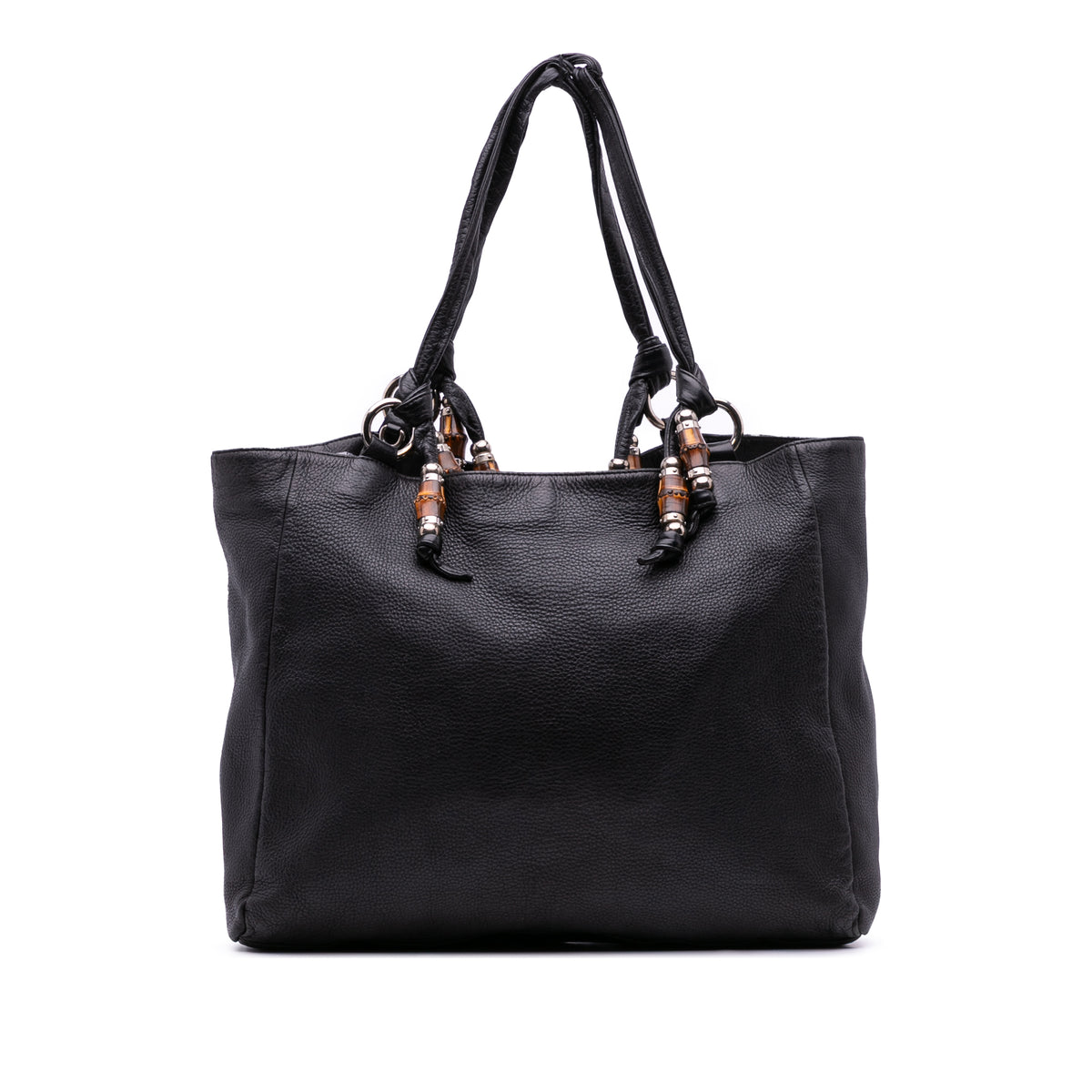 Large Pebbled Calfskin Bamboo Jungle Convertible Tote