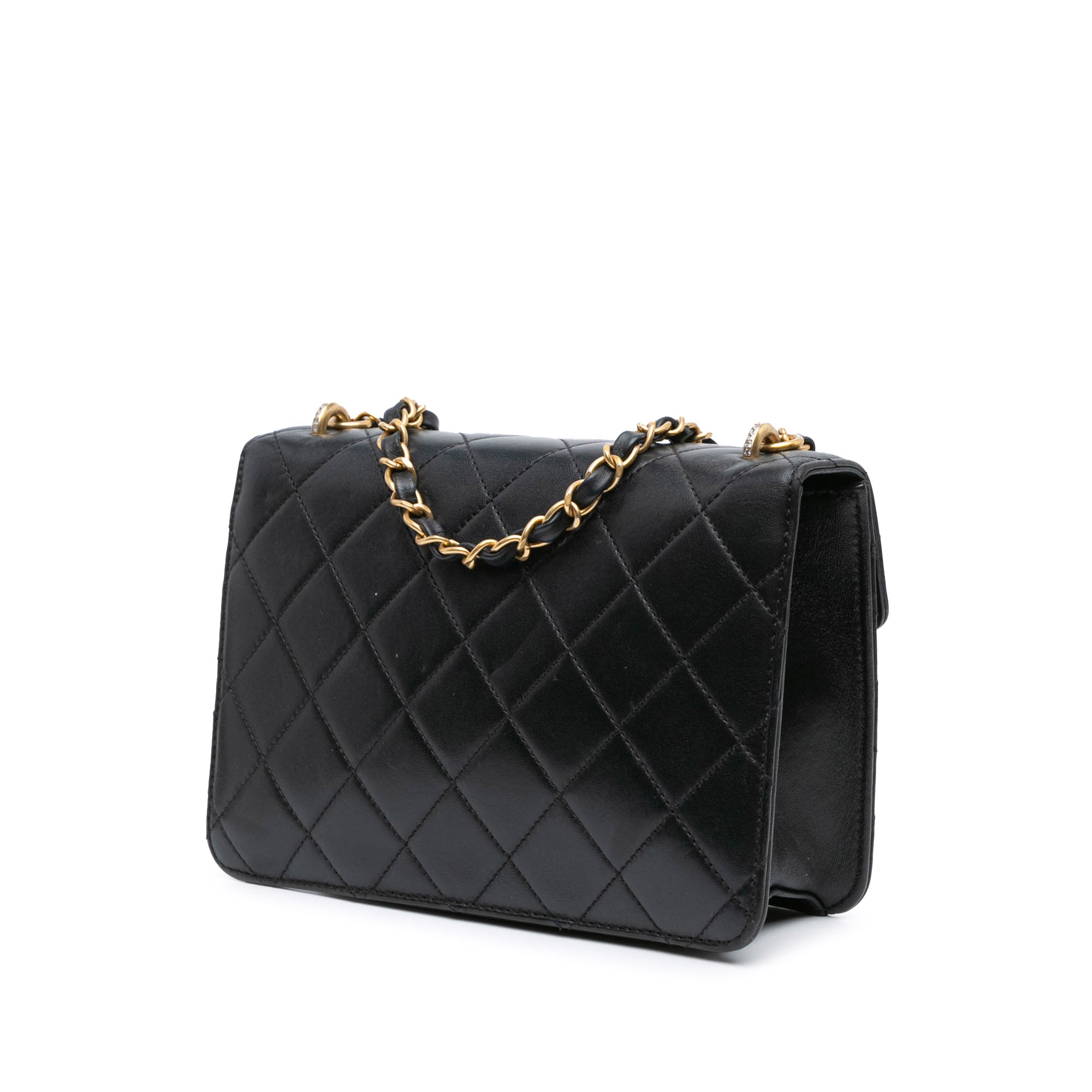 Quilted Lambskin Crystal Geometric CC Frame Flap