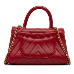 Small Lambskin Chevron Coco Top Handle Bag