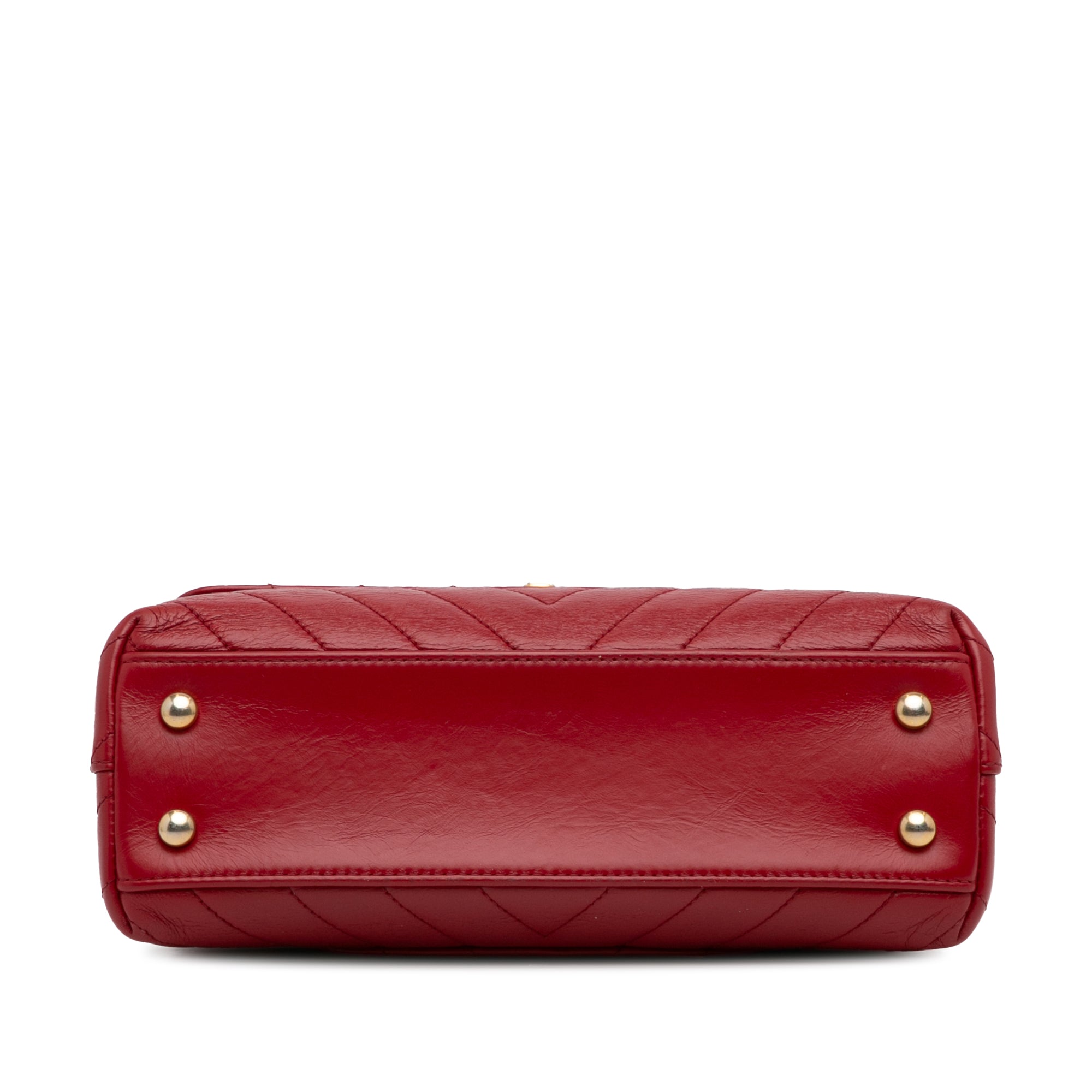 Small Lambskin Chevron Coco Top Handle Bag