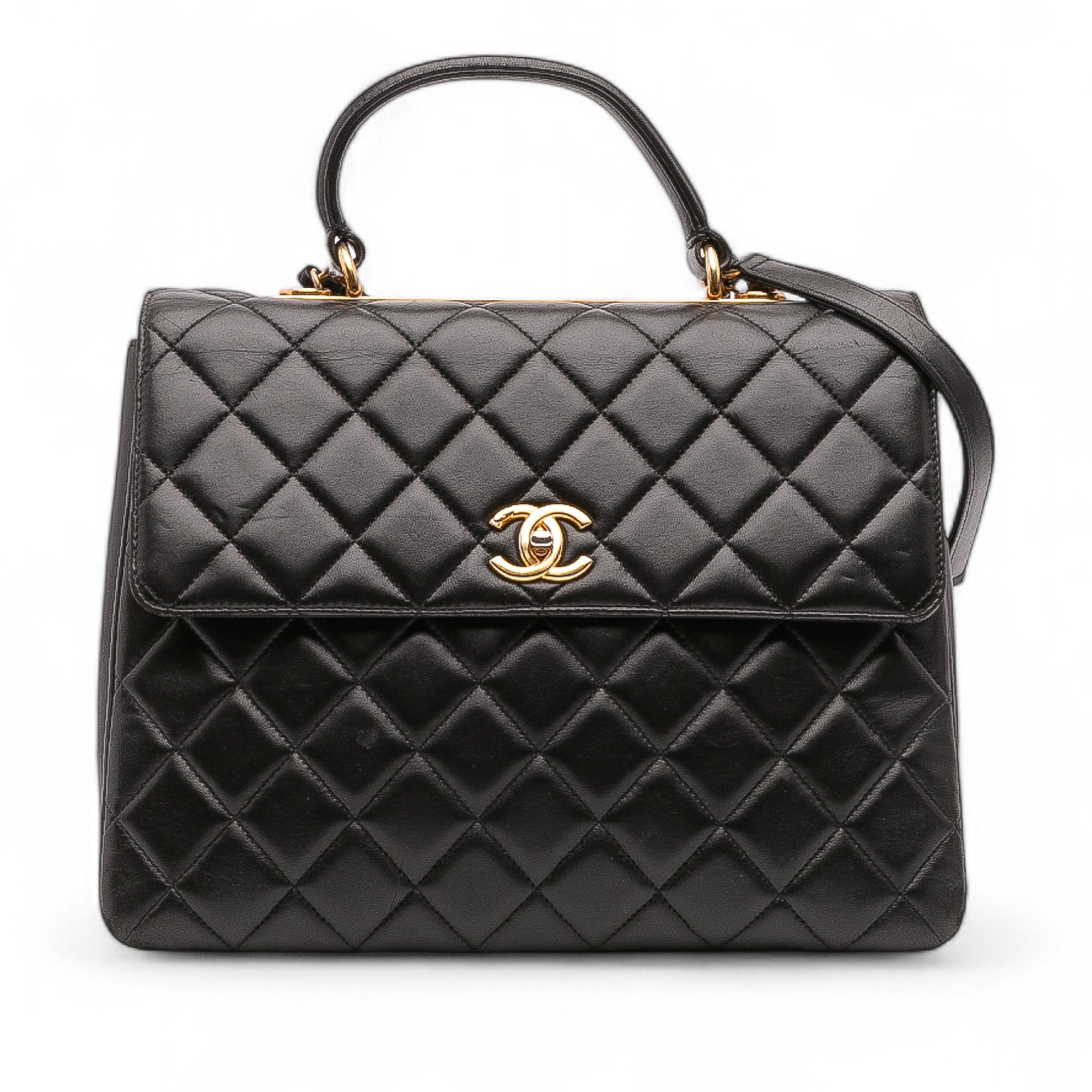 Large Lambskin Trendy CC Top Handle Flap