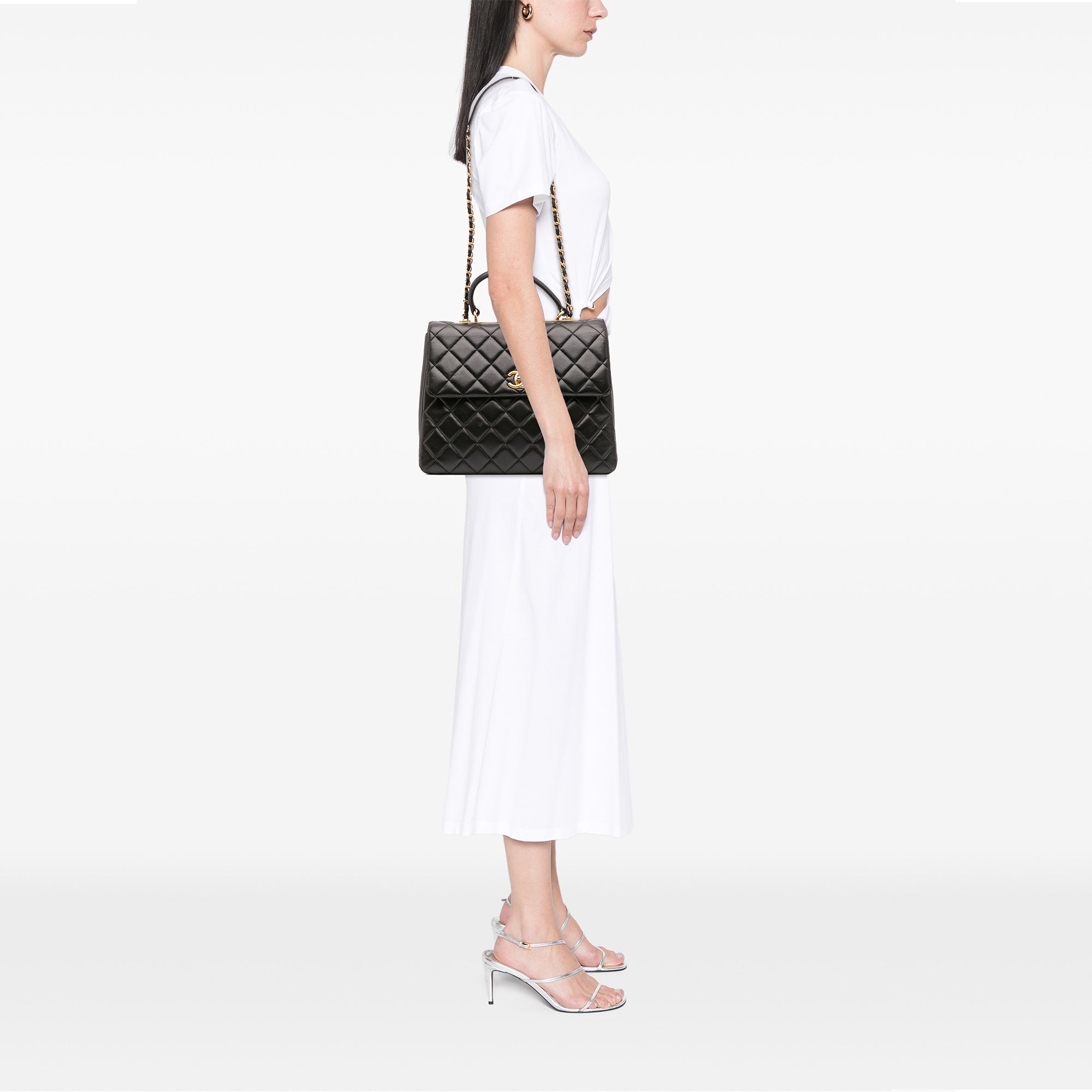 Large Lambskin Trendy CC Top Handle Flap