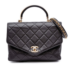 Quilted Calfskin Gold Top Handle Flap
