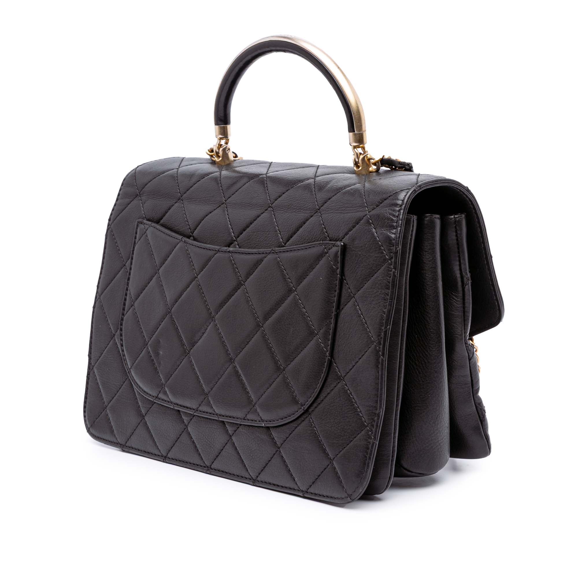 Quilted Calfskin Gold Top Handle Flap