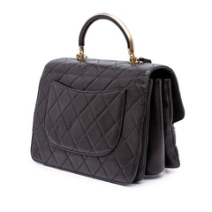 Quilted Calfskin Gold Top Handle Flap