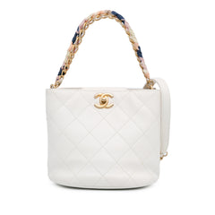 CC Quilted Caviar Chain Scarf Handle Bucket Bag