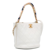 CC Quilted Caviar Chain Scarf Handle Bucket Bag