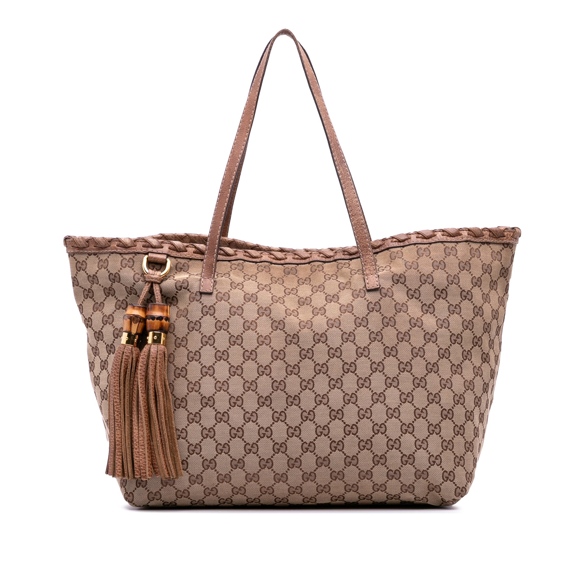 GG Canvas Bamboo Tassel Tote