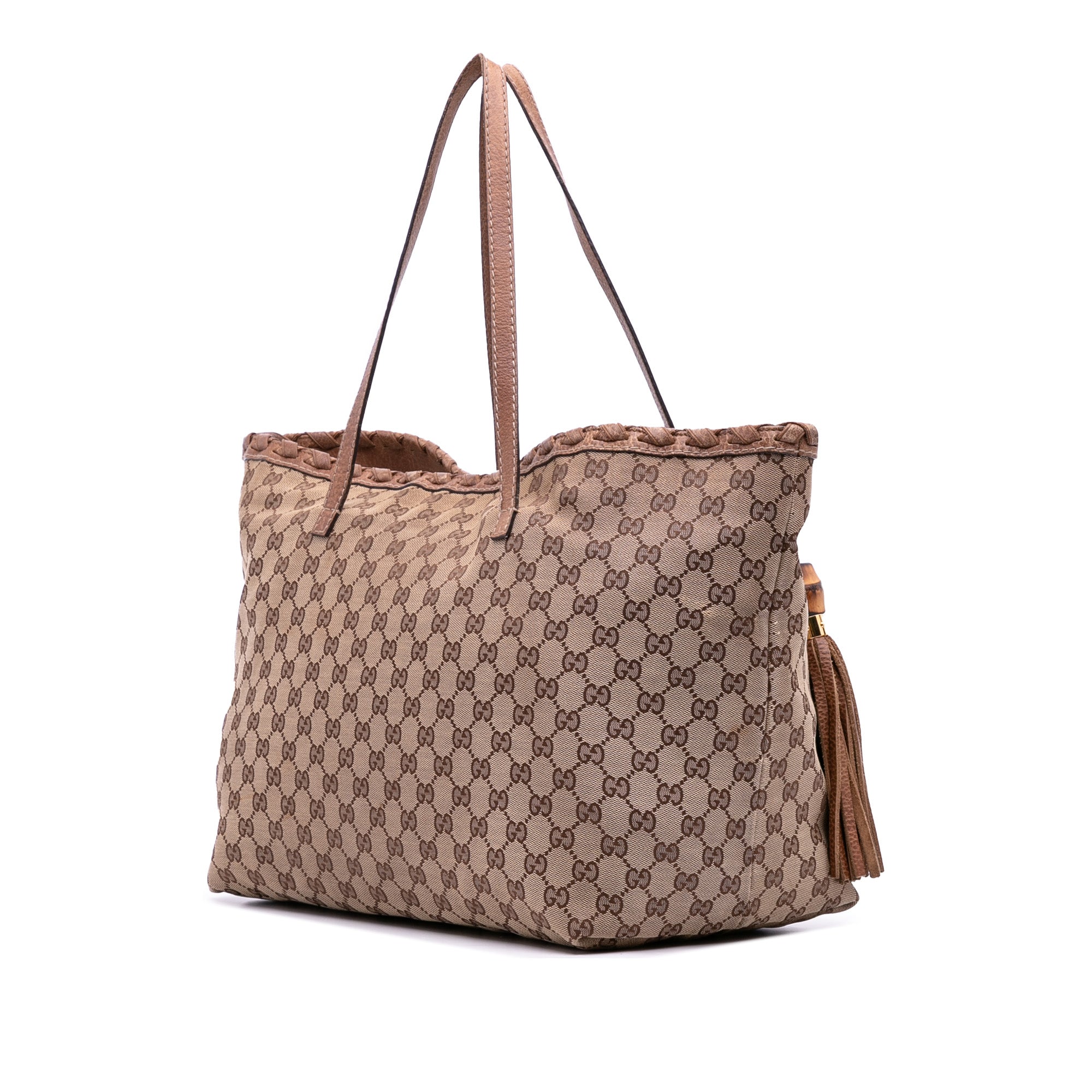 GG Canvas Bamboo Tassel Tote