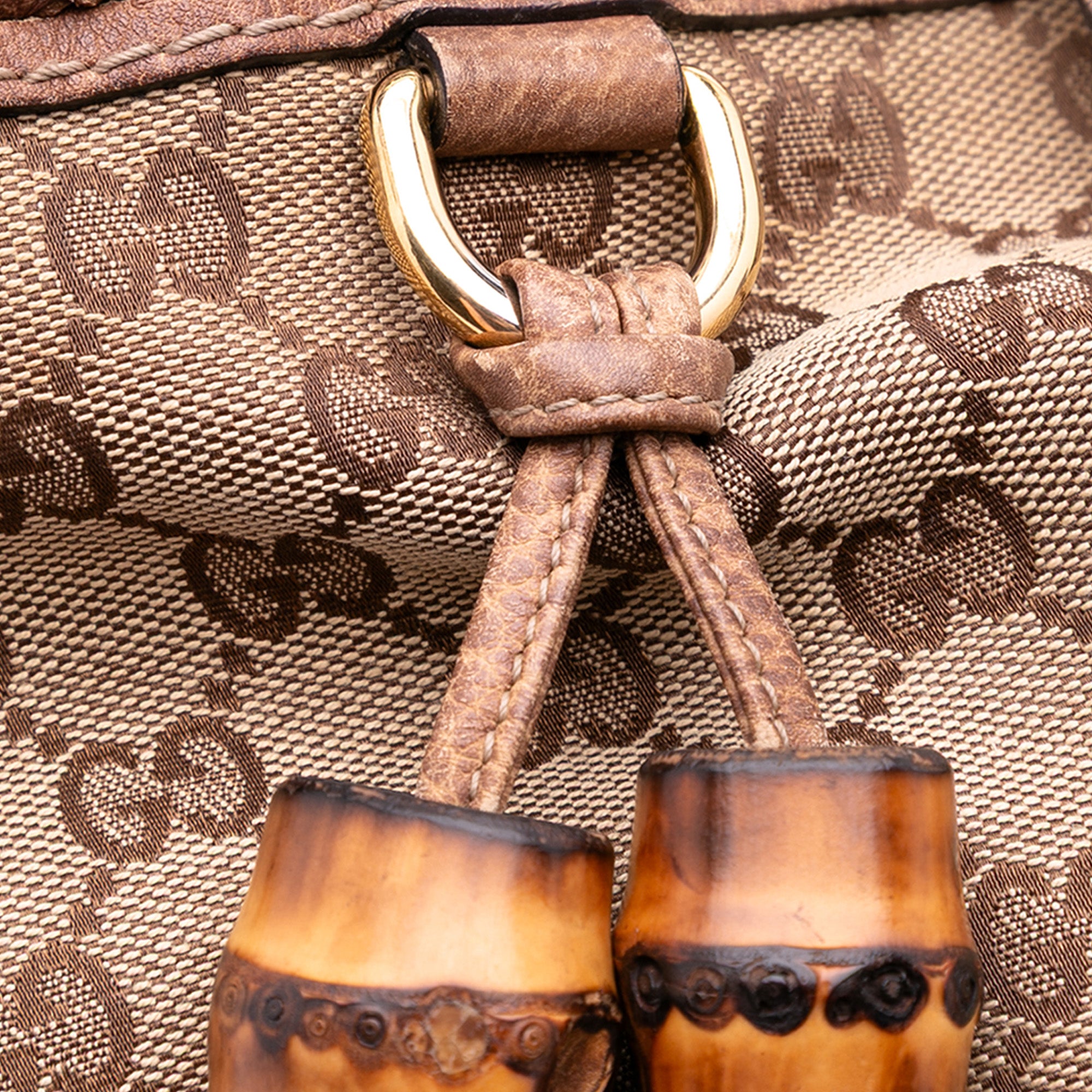 GG Canvas Bamboo Tassel Tote
