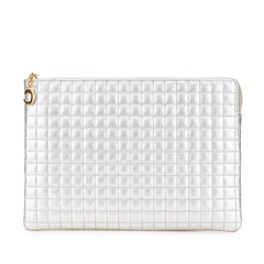 Quilted Metallic Calfskin C Charm Pouch