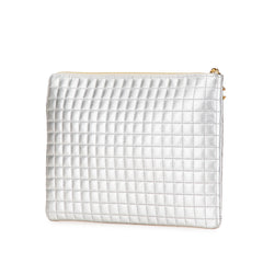 Quilted Metallic Calfskin C Charm Pouch