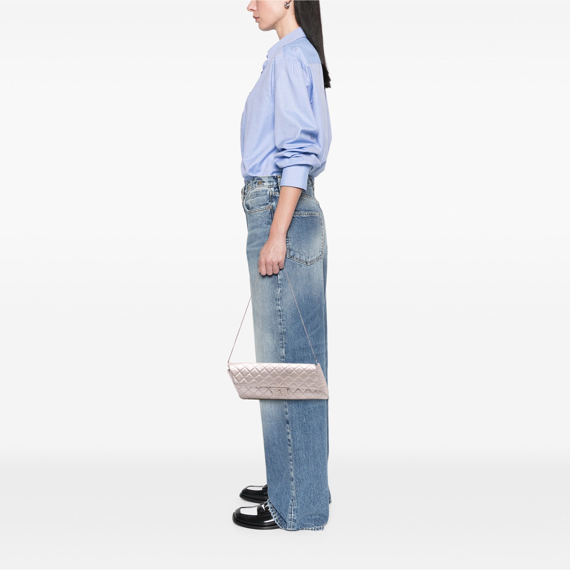 Reissue 2.55 Metallic Lambskin Clutch With Chain