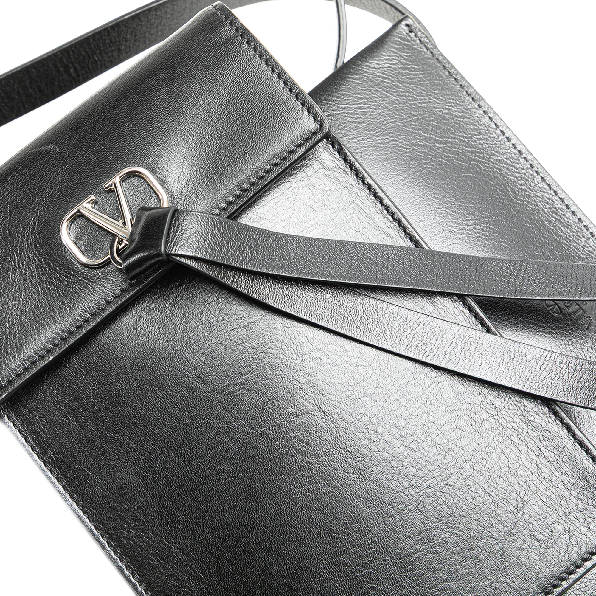 Leather VRing Neck Pouch