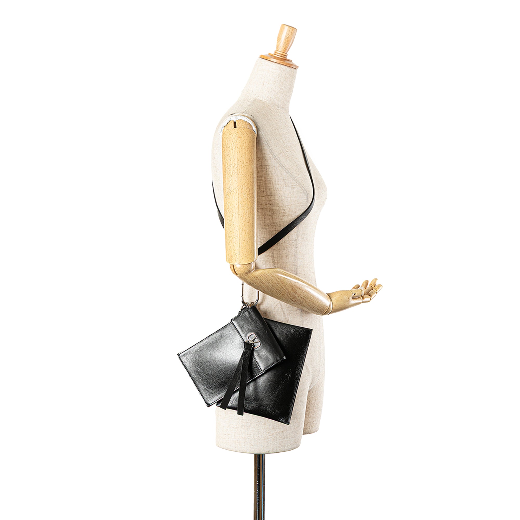Leather VRing Neck Pouch