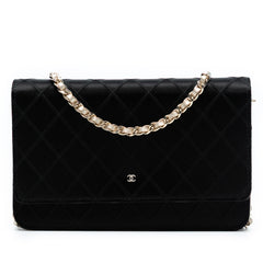 Bicolor Satin Diamond Stitch Wallet On Chain