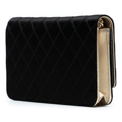 Bicolor Satin Diamond Stitch Wallet On Chain