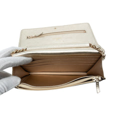 Bicolor Satin Diamond Stitch Wallet On Chain