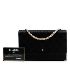 Bicolor Satin Diamond Stitch Wallet On Chain