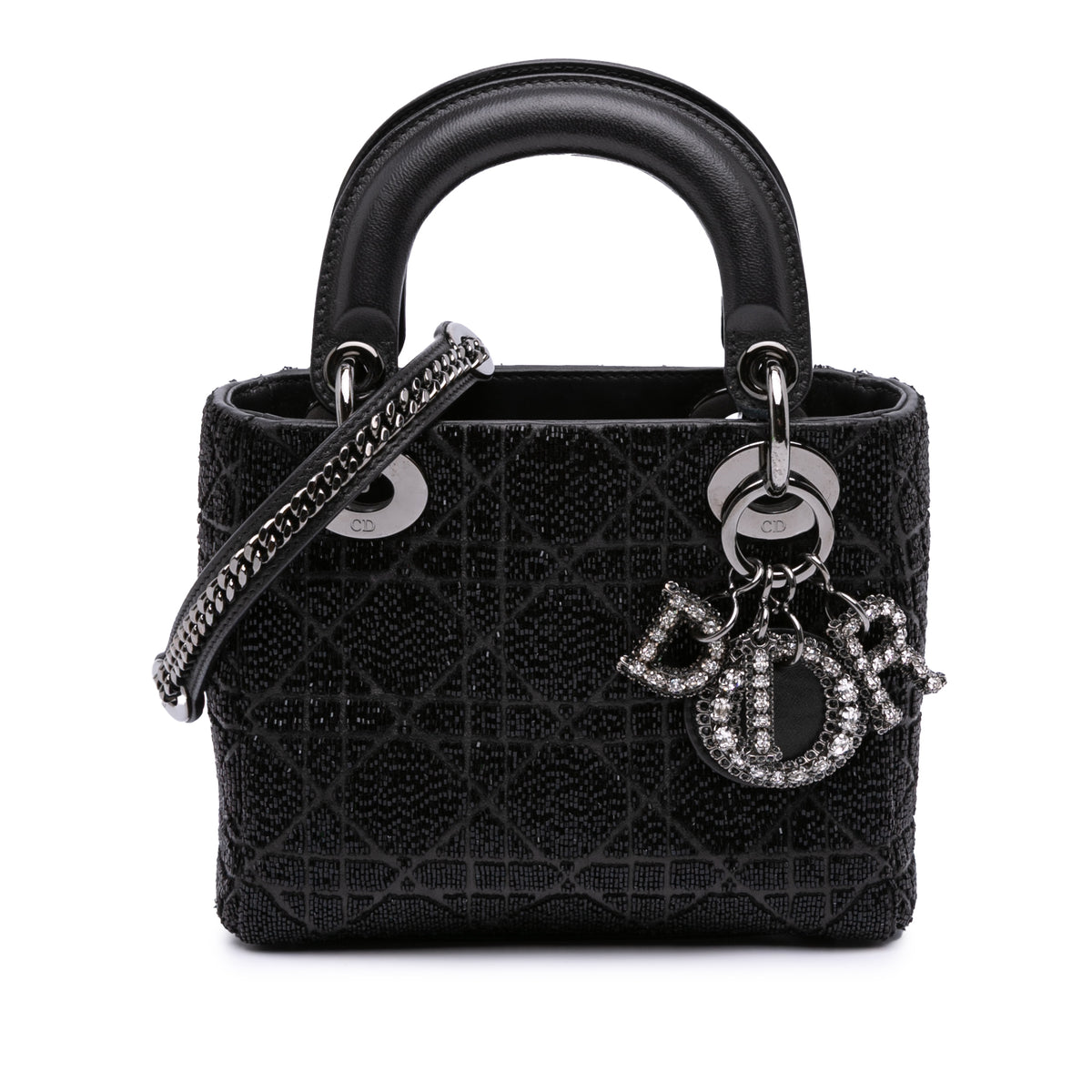 Mini Beaded Lambskin Crystal Cannage Lady Dior
