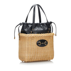 Wicker and Leather 1955 Horsebit Basket Bag_1