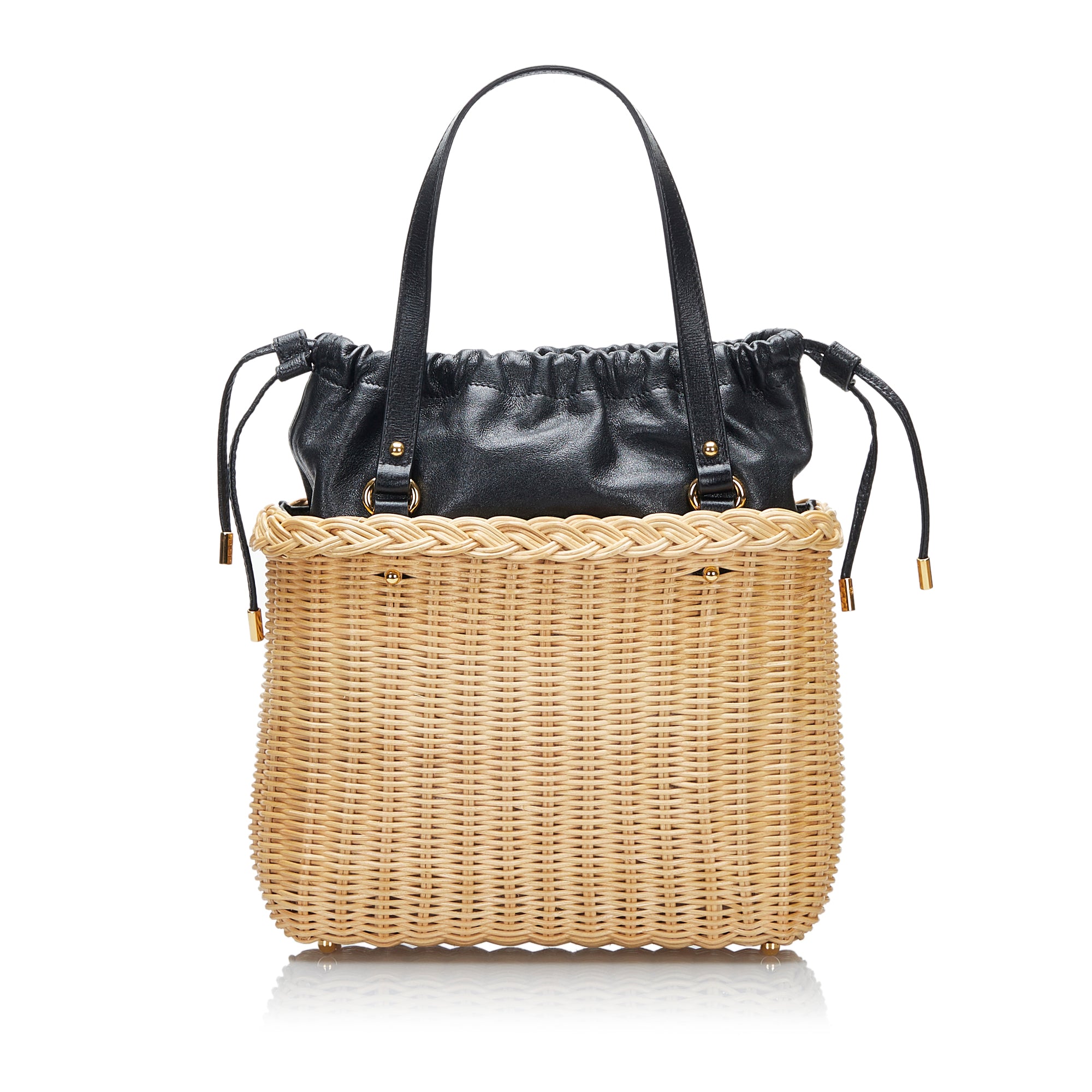 Wicker and Leather 1955 Horsebit Basket Bag_2