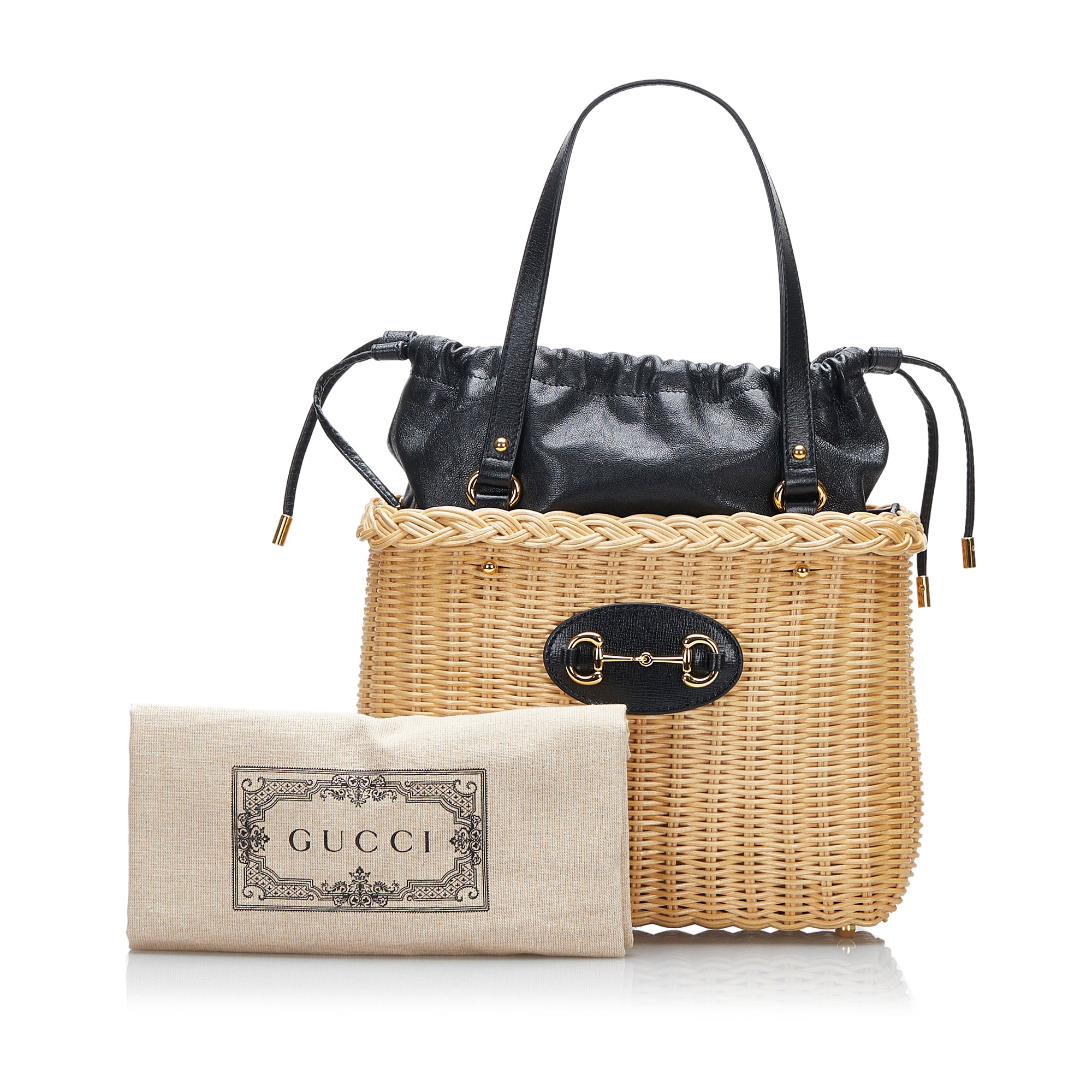 Wicker and Leather 1955 Horsebit Basket Bag_8