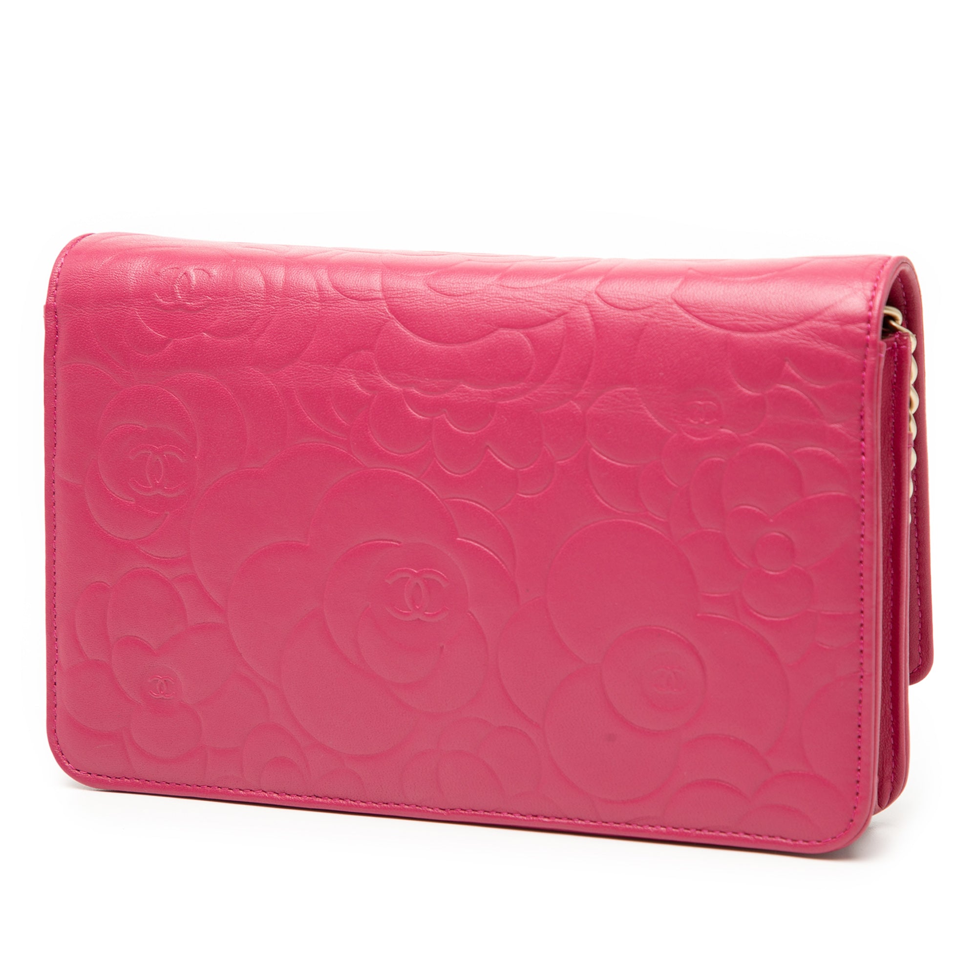 CC Embossed Lambskin Camellia Wallet On Chain