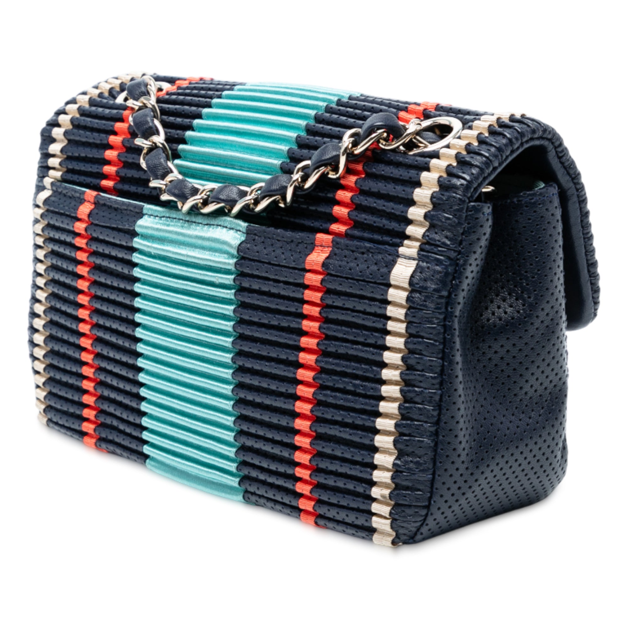 New Mini Pleated Perforated Lambskin Single Flap