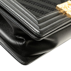 Old Medium Braided Chevron Cotton and Lambskin Boy Flap