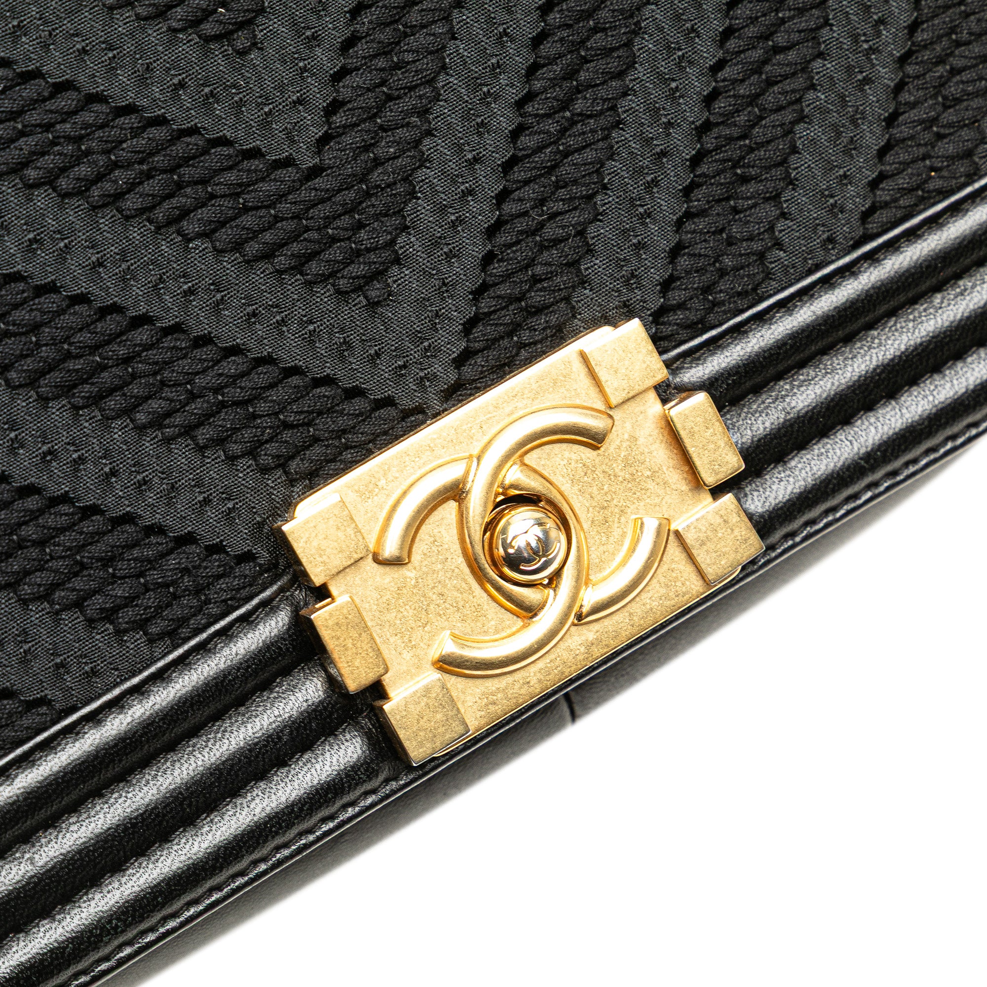 Old Medium Braided Chevron Cotton and Lambskin Boy Flap