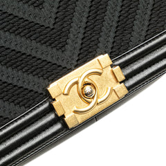 Old Medium Braided Chevron Cotton and Lambskin Boy Flap